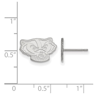 10k White Gold LogoArt University of Wisconsin Badger Extra Small Post Earrings