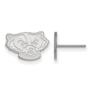 14k White Gold LogoArt University of Wisconsin Badger Extra Small Post Earrings