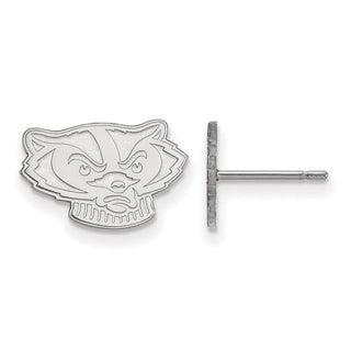 14k White Gold LogoArt University of Wisconsin Badger Extra Small Post Earrings