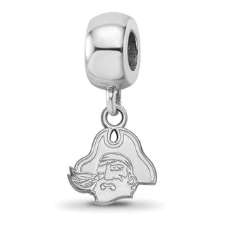 Sterling Silver Rhodium-plated LogoArt East Carolina University Pirate Extra Small Dangle Bead Charm SS065ECU