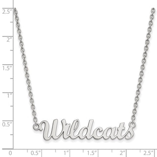 Sterling Silver Rhodium-plated LogoArt Kansas State University Wildcats Script Medium Pendant 18 inch Necklace