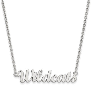 Sterling Silver Rhodium-plated LogoArt Kansas State University Wildcats Script Medium Pendant 18 inch Necklace