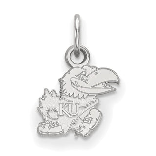 Sterling Silver Rhodium-plated LogoArt University of Kansas Jayhawk Extra Small Pendant SS065UKS