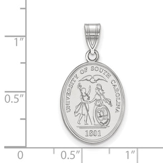 Sterling Silver Rhodium-plated LogoArt University of South Carolina Large Crest Pendant