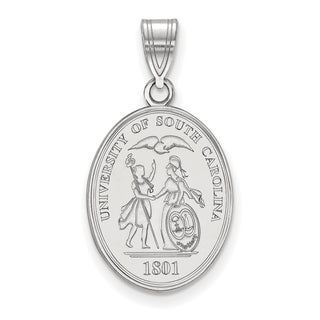 Sterling Silver Rhodium-plated LogoArt University of South Carolina Large Crest Pendant