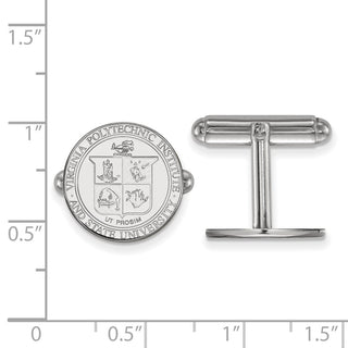 Sterling Silver Rhodium-plated LogoArt Virginia Tech Crest Cuff Links