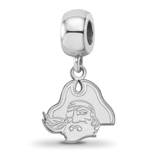 Sterling Silver Rhodium-plated LogoArt East Carolina University Pirate Small Dangle Bead Charm SS066ECU