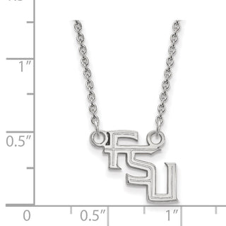 10k White Gold LogoArt Florida State University F-S-U Small Pendant 18 inch Necklace