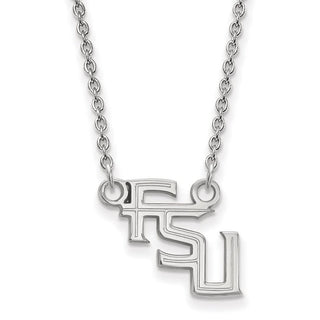 10k White Gold LogoArt Florida State University F-S-U Small Pendant 18 inch Necklace