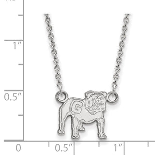 14k White Gold LogoArt University of Georgia Bulldog Small Pendant 18 inch Necklace