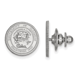 14k White Gold LogoArt University of Illinois Crest Lapel Pin
