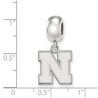 Sterling Silver Rhodium-plated LogoArt University of Nebraska Letter N Small Dangle Bead Charm