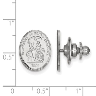 Sterling Silver Rhodium-plated LogoArt University of South Carolina Crest Lapel Pin