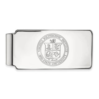 Sterling Silver Rhodium-plated LogoArt Virginia Tech Crest Money Clip