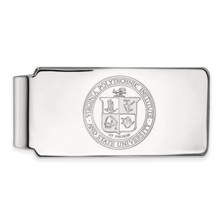 Sterling Silver Rhodium-plated LogoArt Virginia Tech Crest Money Clip