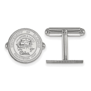 Sterling Silver Rhodium-plated LogoArt University of Illinois Crest Cuff Links