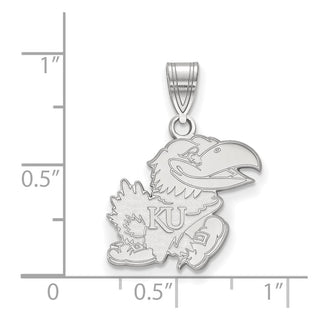 10k White Gold LogoArt University of Kansas Jayhawk Medium Pendant