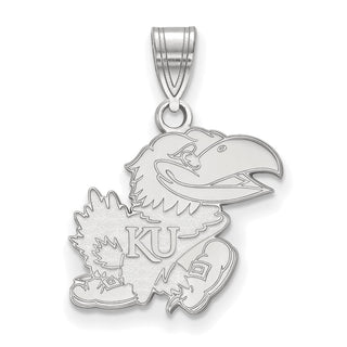 14k White Gold LogoArt University of Kansas Jayhawk Medium Pendant