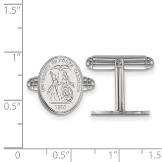 Sterling Silver Rhodium-plated LogoArt University of South Carolina Crest Cuff Links