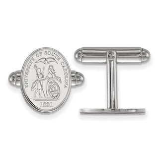 Sterling Silver Rhodium-plated LogoArt University of South Carolina Crest Cuff Links