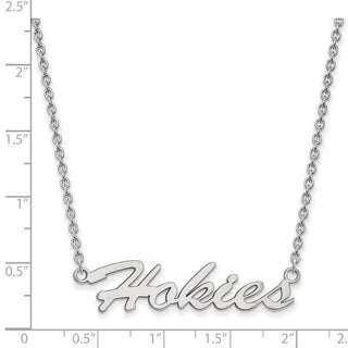 Sterling Silver Rhodium-plated LogoArt Virginia Tech Hokies Script Medium Pendant 18 inch Necklace