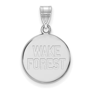 Sterling Silver Rhodium-plated LogoArt Wake Forest University W-F Deacon Medium Disc Pendant