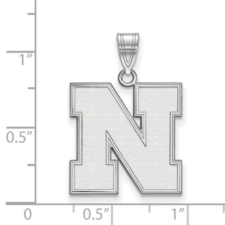 Sterling Silver Rhodium-plated LogoArt University of Nebraska Letter N Large Pendant