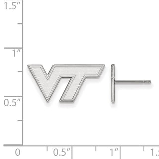 10k White Gold LogoArt Virginia Tech V-T Extra Small Post Earrings