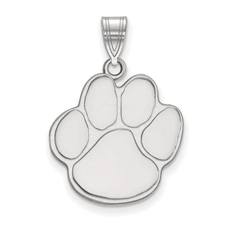 Sterling Silver Rhodium-plated LogoArt Auburn University Tiger Paw Large Pendant