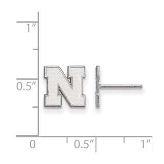 14k White Gold LogoArt University of Nebraska Letter N Extra Small Post Earrings