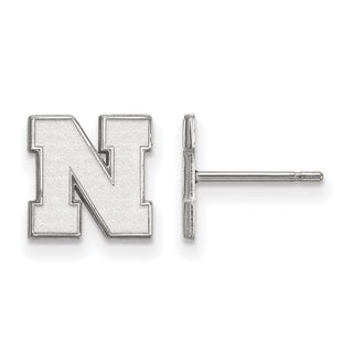 Sterling Silver Rhodium-plated LogoArt University of Nebraska Letter N Extra Small Post Earrings