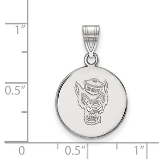 10k White Gold LogoArt North Carolina State University Wolf Medium Disc Pendant