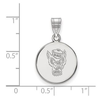 10k White Gold LogoArt North Carolina State University Wolf Medium Disc Pendant