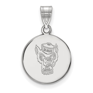 14k White Gold LogoArt North Carolina State University Wolf Medium Disc Pendant