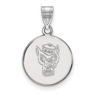 10k White Gold LogoArt North Carolina State University Wolf Medium Disc Pendant