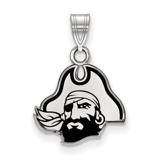 Sterling Silver Rhodium-plated LogoArt East Carolina University Pirate Small Enameled Pendant SS072ECU