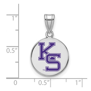 Sterling Silver Rhodium-plated LogoArt Kansas State University K-S Medium Enameled Disc Pendant