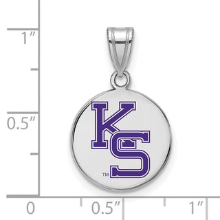 Sterling Silver Rhodium-plated LogoArt Kansas State University K-S Medium Enameled Disc Pendant