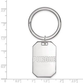 Sterling Silver Rhodium-plated LogoArt Purdue University Block Type Key Ring