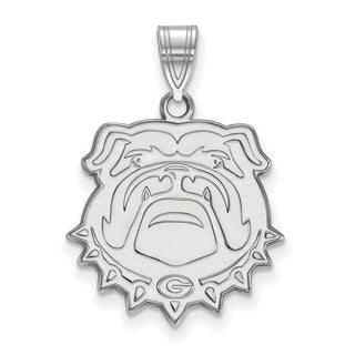 Sterling Silver Rhodium-plated LogoArt University of Georgia Bulldog Large Pendant SS072UGA