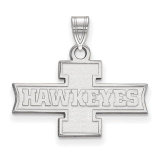 Sterling Silver Rhodium-plated LogoArt University of Iowa Hawkeyes Small Pendant