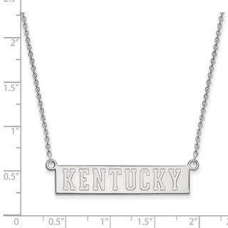 10k White Gold LogoArt University of Kentucky Small Bar Pendant 18 inch Necklace