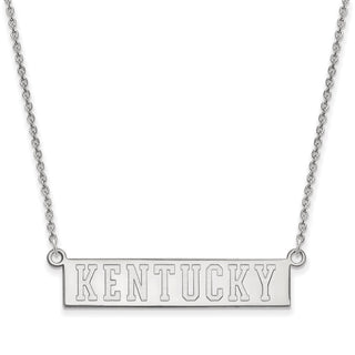 14k White Gold LogoArt University of Kentucky Small Bar Pendant 18 inch Necklace