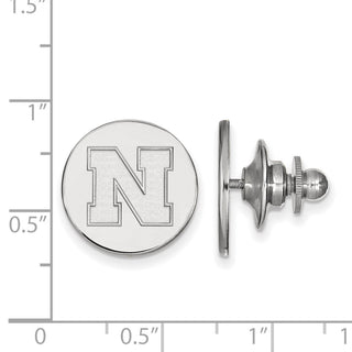 Sterling Silver Rhodium-plated LogoArt University of Nebraska Letter N Disc Lapel Pin