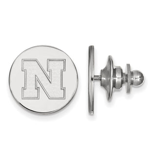 Sterling Silver Rhodium-plated LogoArt University of Nebraska Letter N Disc Lapel Pin