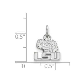 10k White Gold LogoArt Louisiana State University L-S-U Tiger Eye Extra Small Pendant