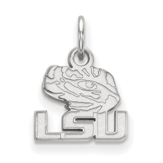 14k White Gold LogoArt Louisiana State University L-S-U Tiger Eye Extra Small Pendant
