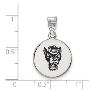 Sterling Silver Rhodium-plated LogoArt North Carolina State University Wolf Medium Enameled Disc Pendant