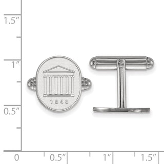 Sterling Silver Rhodium-plated LogoArt University of Mississippi 1848 Crest Cuff Links