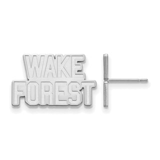 Sterling Silver Rhodium-plated LogoArt Wake Forest University W-F Small Post Earrings SS073WFU